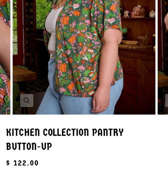 Big Bud Press Kitchen Collection Pantry Button-Up Short Sleeve Vegetable Size S - Picture 11 of 12